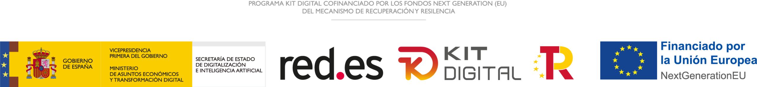 Programa Kit Digital cofinanciado por los fondos Next Generation (EU) del Mecanismo de Recuperación y Resiliencia - Gobierno de España, Red.es, Kit Digital, Plan de Recuperación, Financiado por la Unión Europea NextGenerationEU